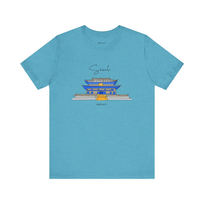 Seoul Serenity: Retro Palace & Temple Tee - Perfect Gift for K-Drama & K-Pop Lovers, Embracing Hangul Trend